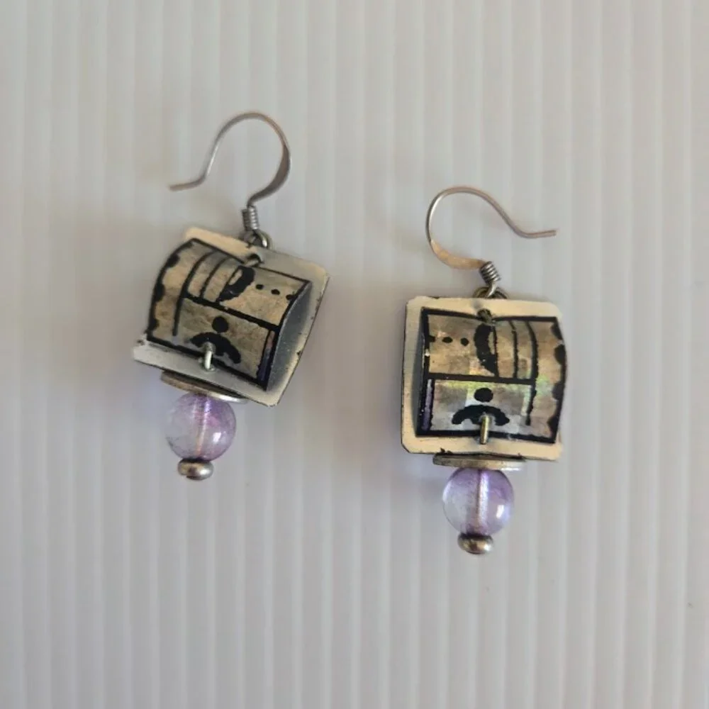 Bundle of four sets artisan earrings in earthy‎ tones